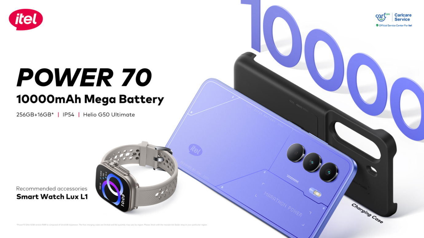 itel Launches Power 70 Smartphone: Redefining Long-lasting Battery with 10,000mAh Dual-power Solution