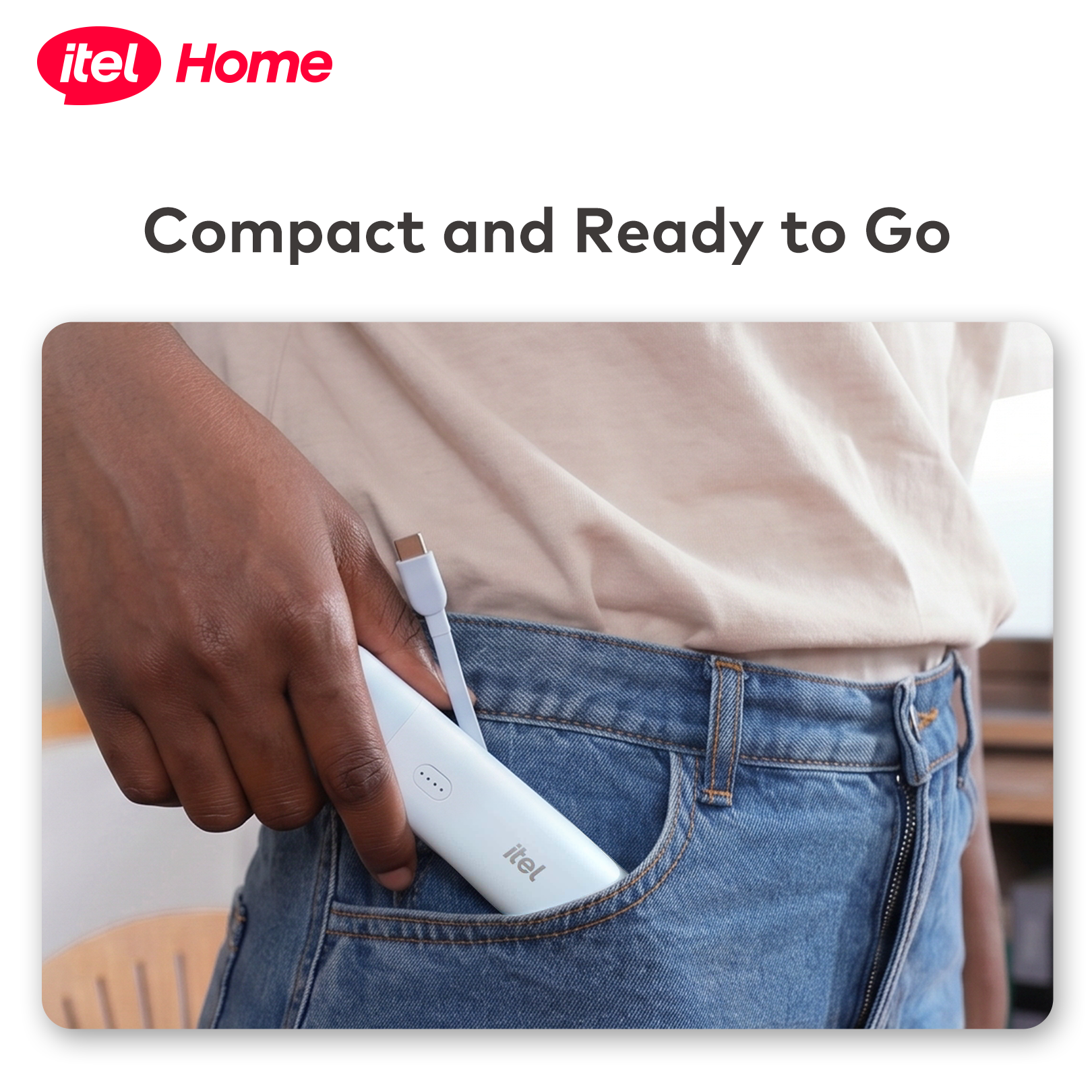 itel PowerEasy1 5000 A1111 Power-Bank 12W Fast Charging Built-in Cable Torch