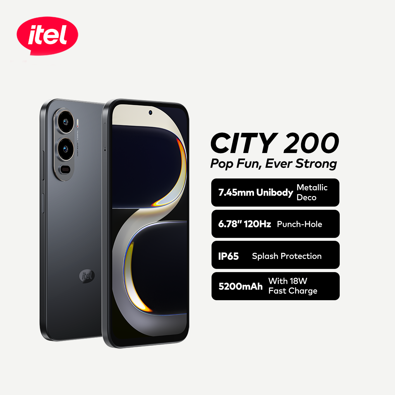 itel City 200 Smartphone – 6.78” 120Hz Display, 50MP AI Camera, 5200mAh Battery