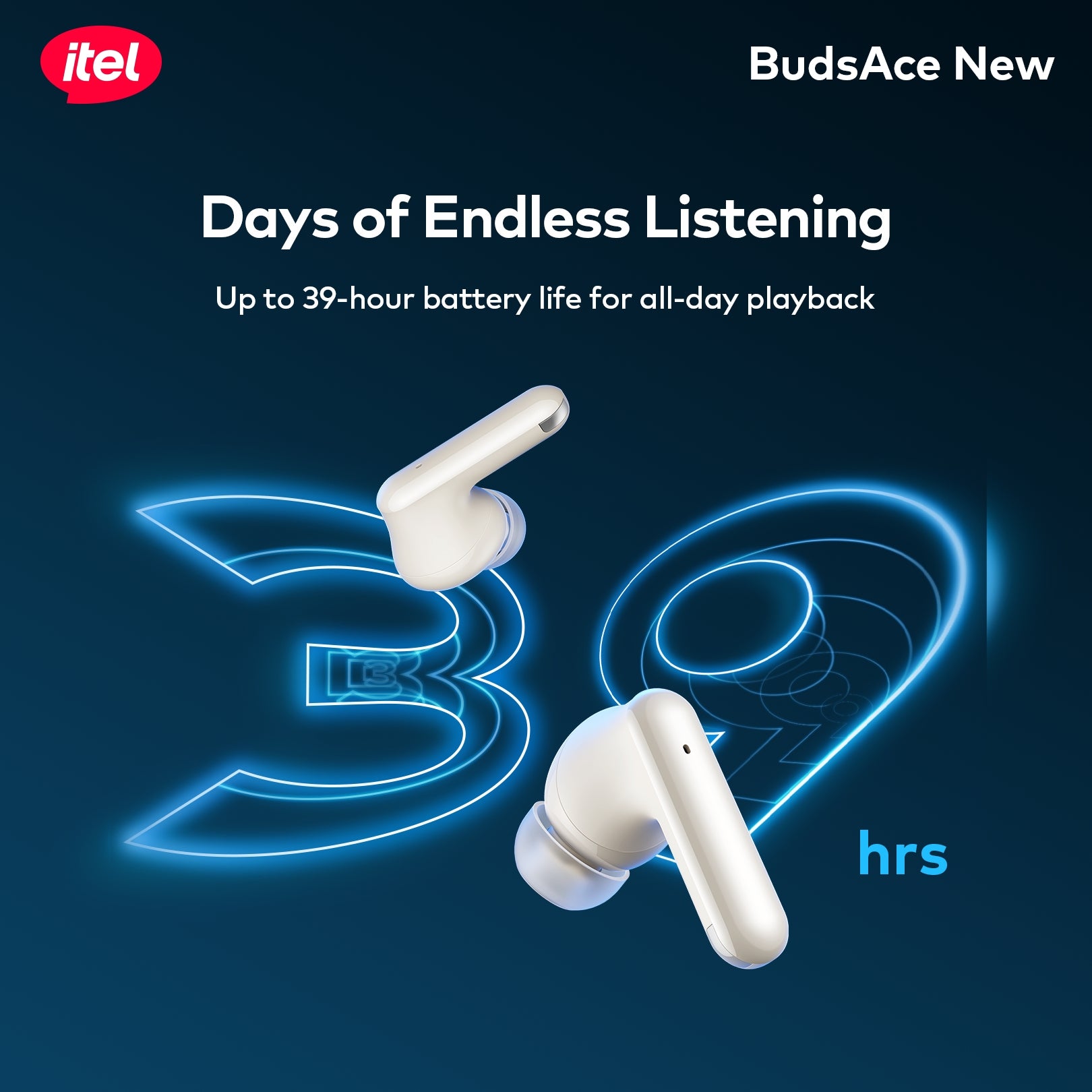 BudsAce Wireless Earbuds – Premium Breathing Light, 13mm Driver, 4-Mic ENC