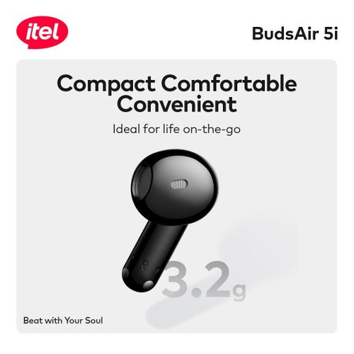 itel TWS BudsAir 5i Earbuds Half In-Ear Design SuperBass
