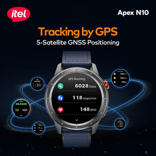 itel Apex N10 Smartwatch 1.43'' Amoled Digital Compass, 5ATM Waterproof, GPS Tracking