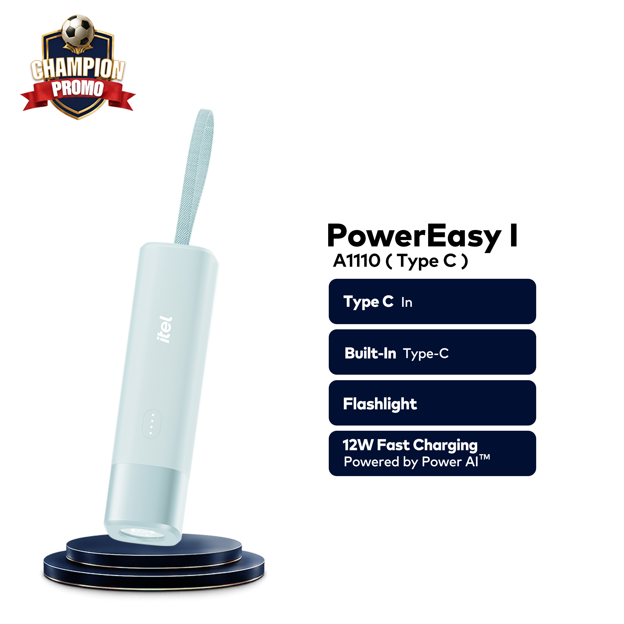 itel PowerEasy1 5000 A1110 Power-Bank | Champions Promo