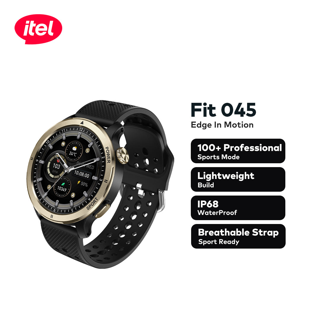 Fit O45 1.39" Metallic Bezel Breathable Straps IP68 100+ Sports