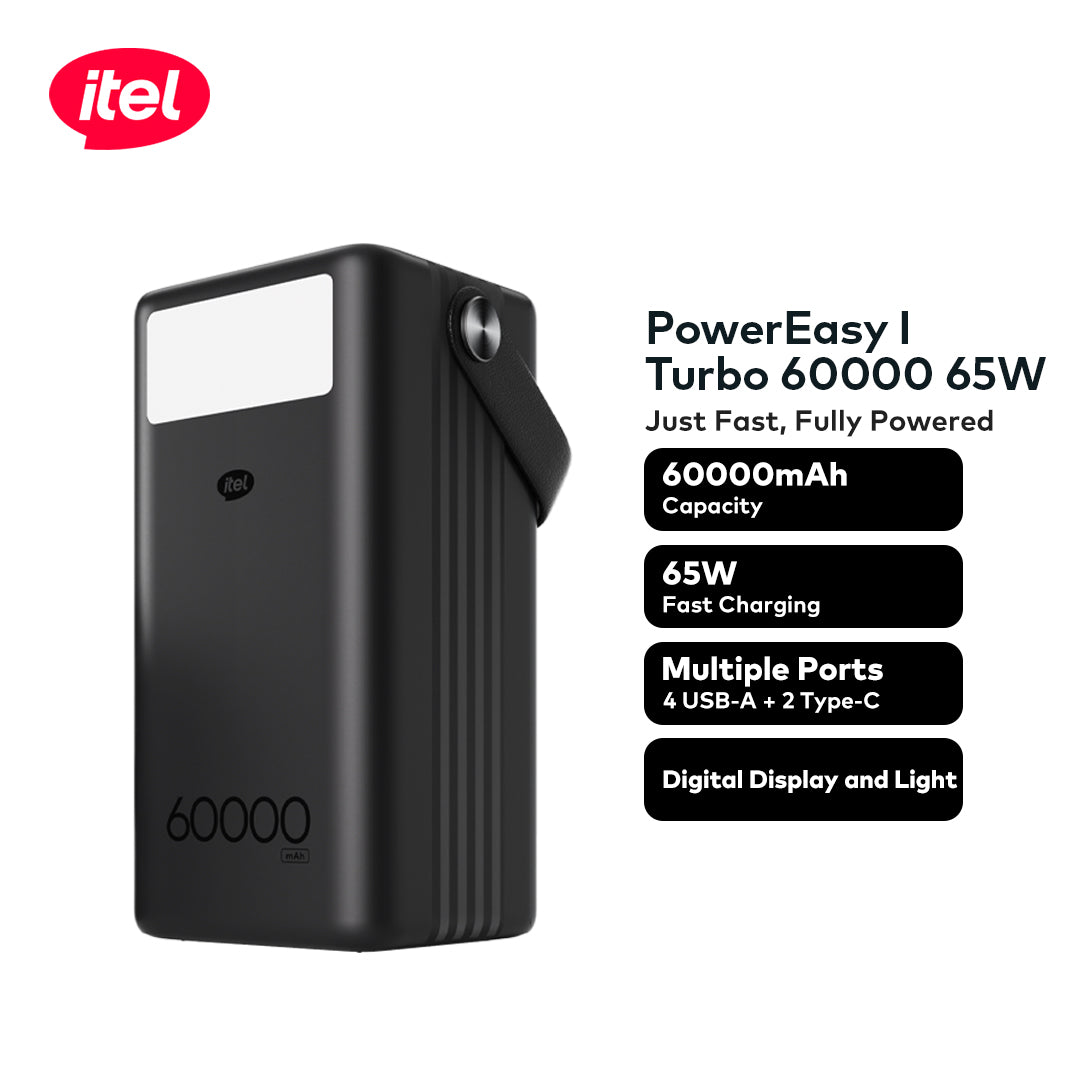 PowerPulse I Turbo A1990 PowerBank 60000mAh 65W Fast Charging Universal Compatibility Type-C In & Out