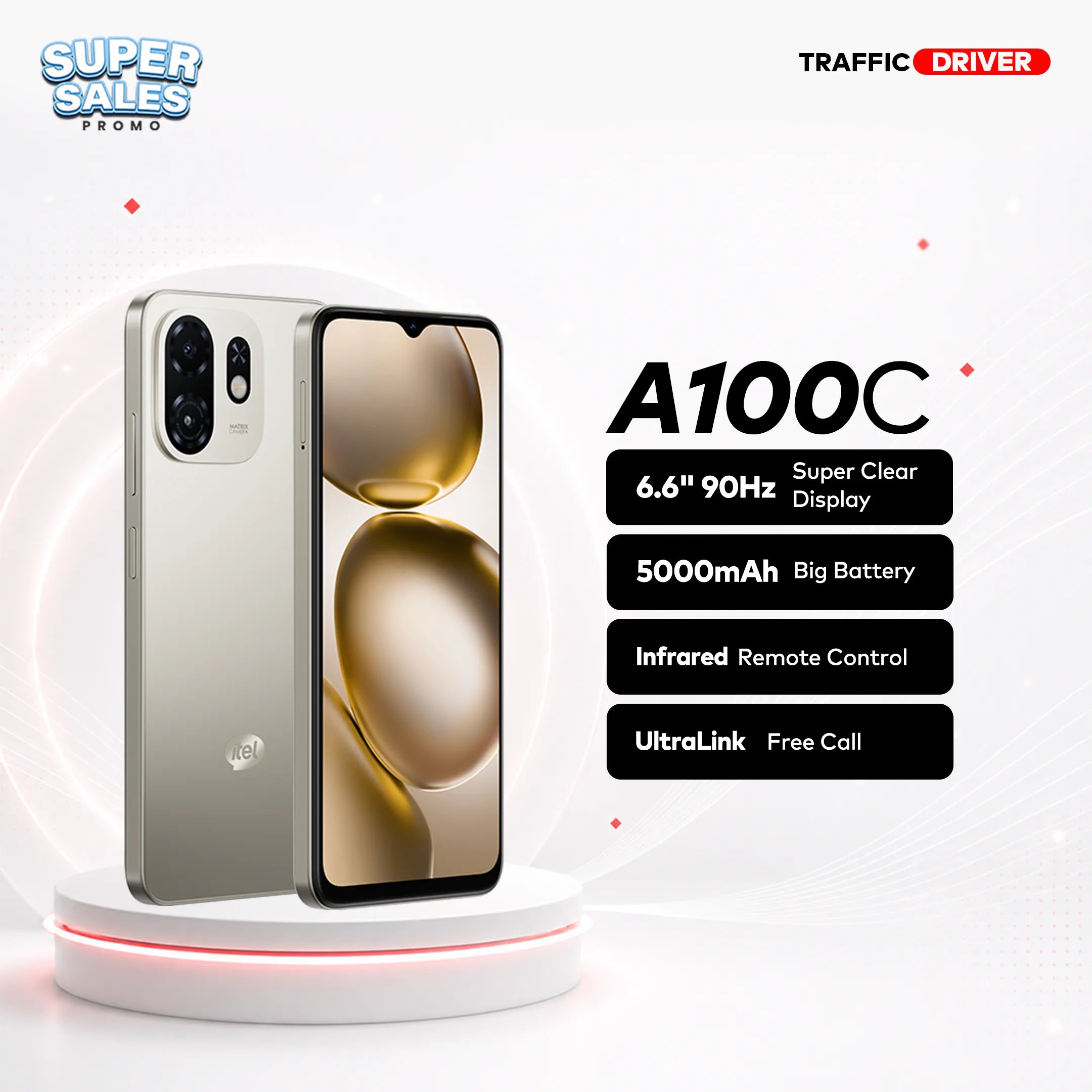 itel Smartphone A100C 6.6 Display 5000mAh Battery
