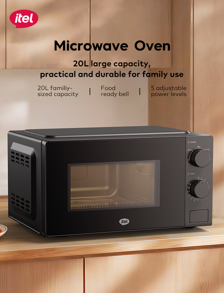itel 20L Microwave Oven – 5 Power Levels, Defrost Function & 35-Min Timer