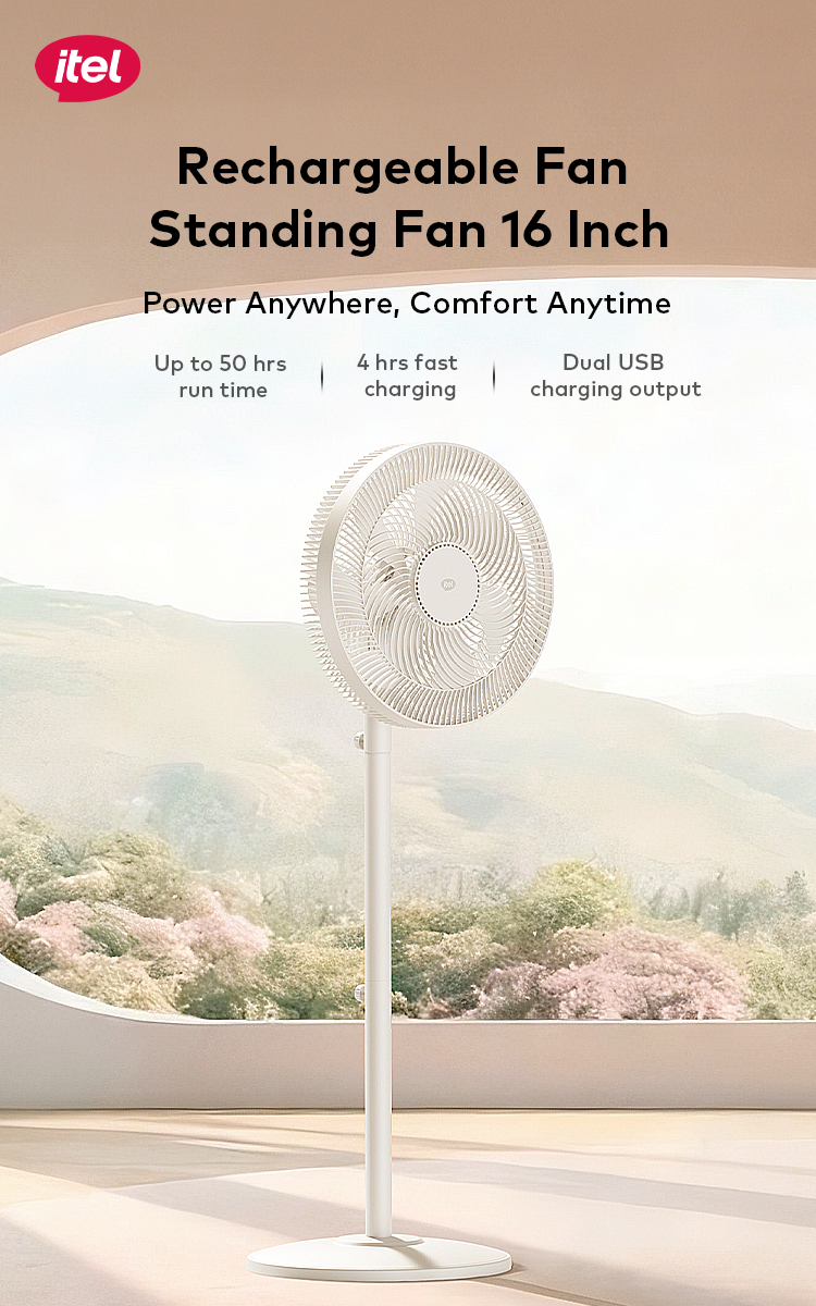 itel 16 Inch Solar Rechargeable Standing Fan-IF-SC16ST