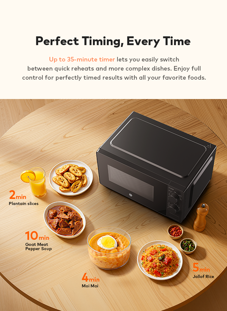 itel 20L Microwave Oven – 5 Power Levels, Defrost Function & 35-Min Timer