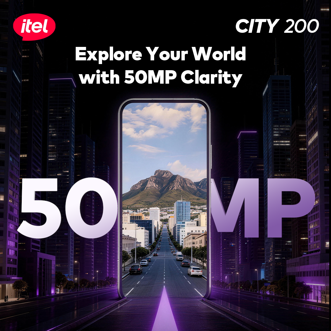 itel City 200 Smartphone – 6.78” 120Hz Display, 50MP AI Camera, 5200mAh Battery