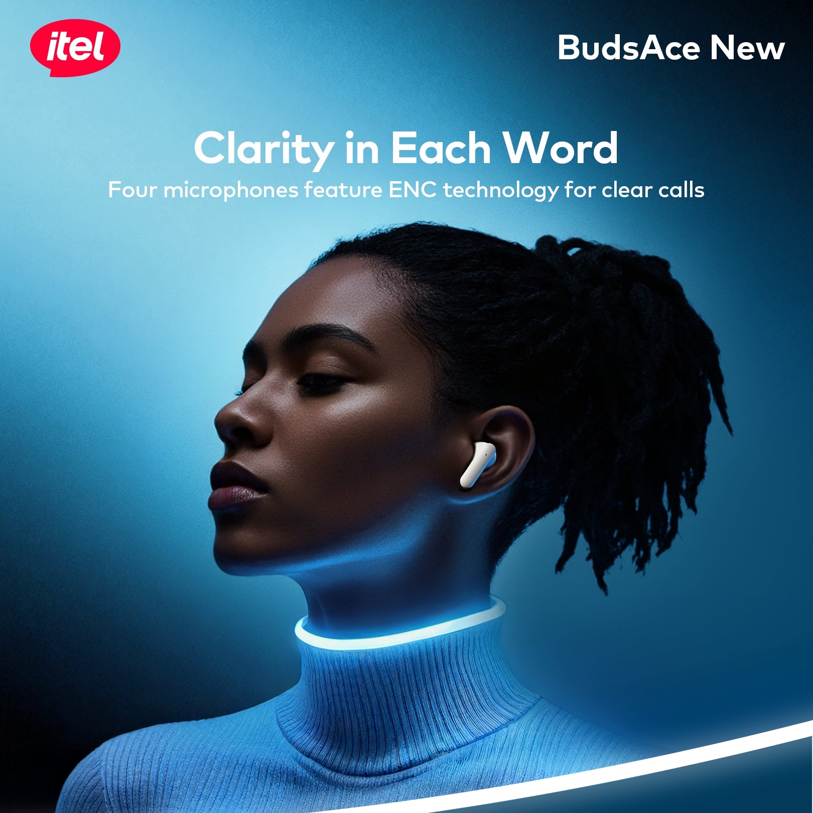 BudsAce Wireless Earbuds – Premium Breathing Light, 13mm Driver, 4-Mic ENC