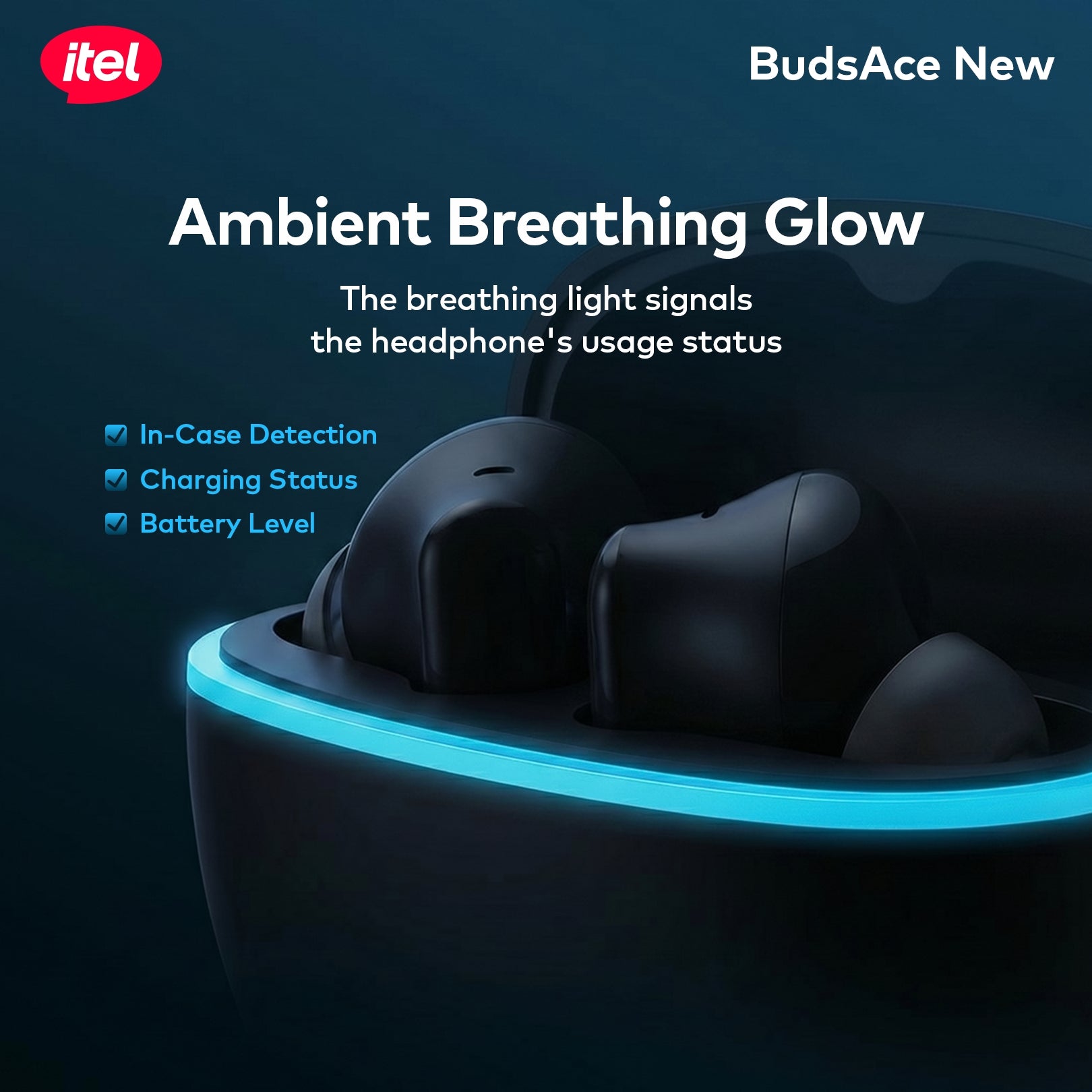 BudsAce Wireless Earbuds – Premium Breathing Light, 13mm Driver, 4-Mic ENC