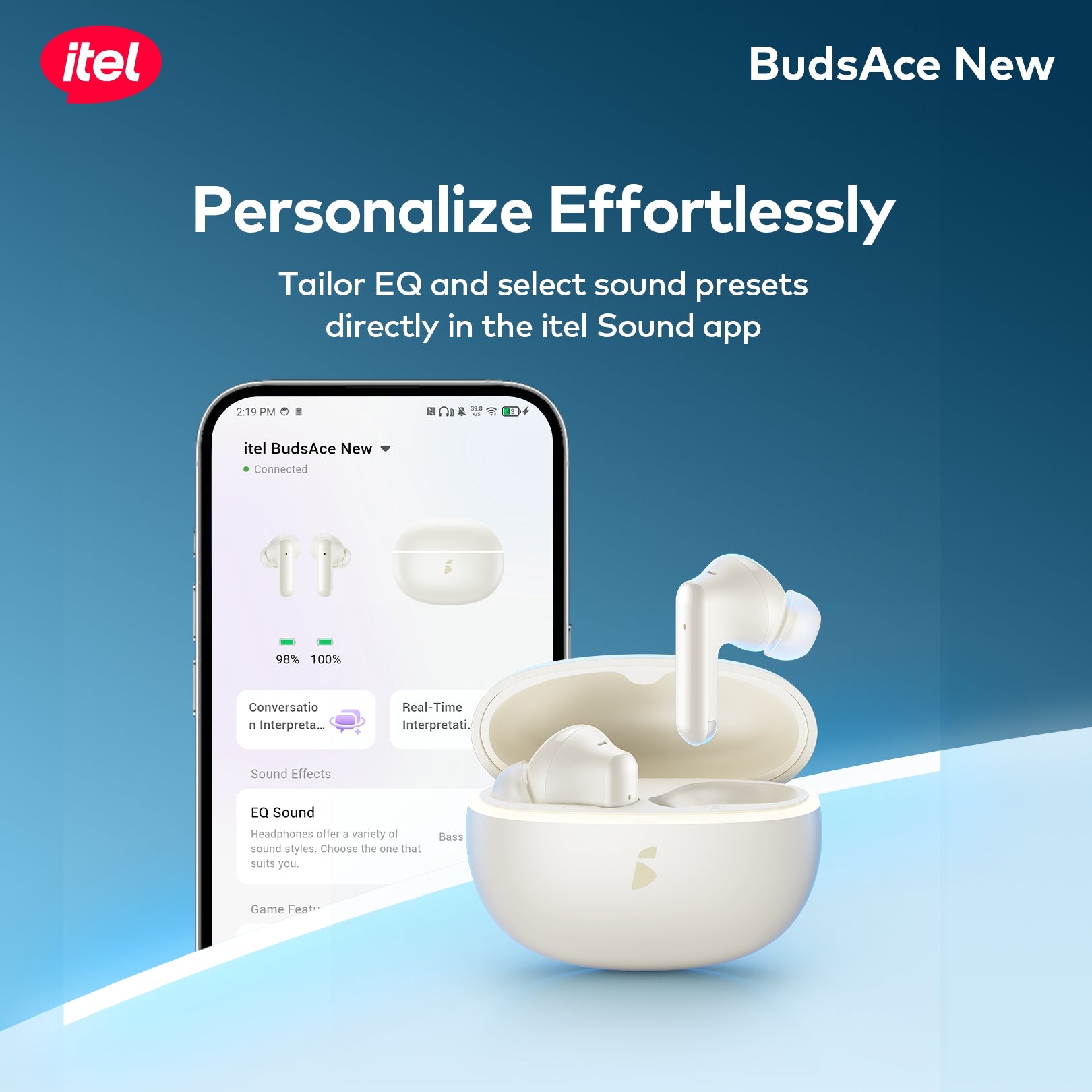 BudsAce Wireless Earbuds – Premium Breathing Light, 13mm Driver, 4-Mic ENC