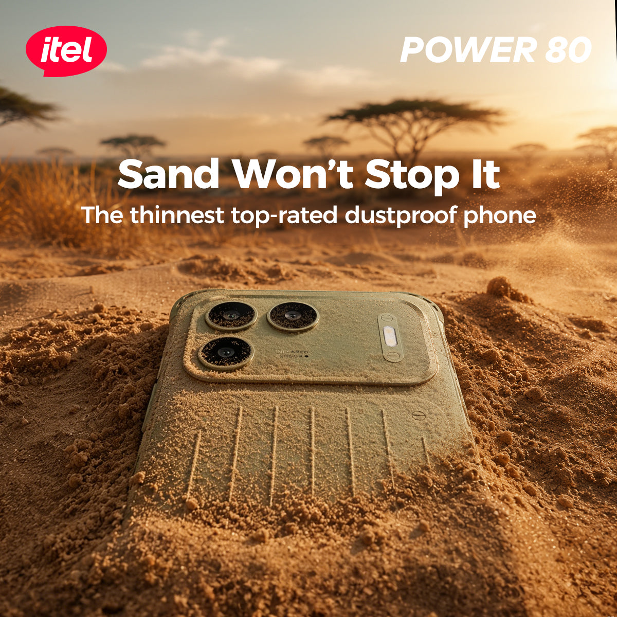 itel Power 80 Smartphone – 7000mAh Long-Life Battery, IP68 & IP69 Waterproof, 2m Military-Grade Protection