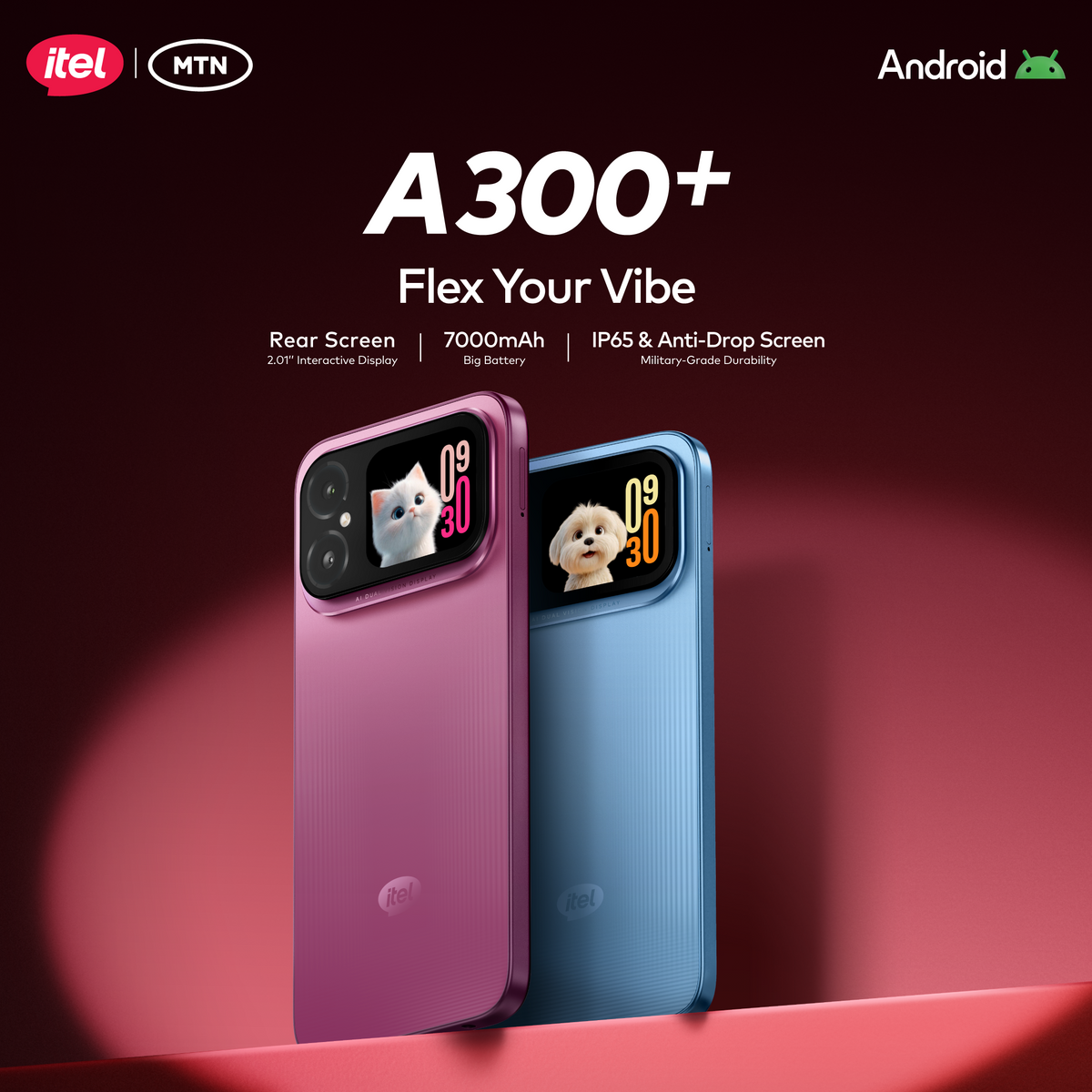 itel A300+ Smartphone with 7000mAh Battery, 2.01″ Rear Display & 120Hz Screen