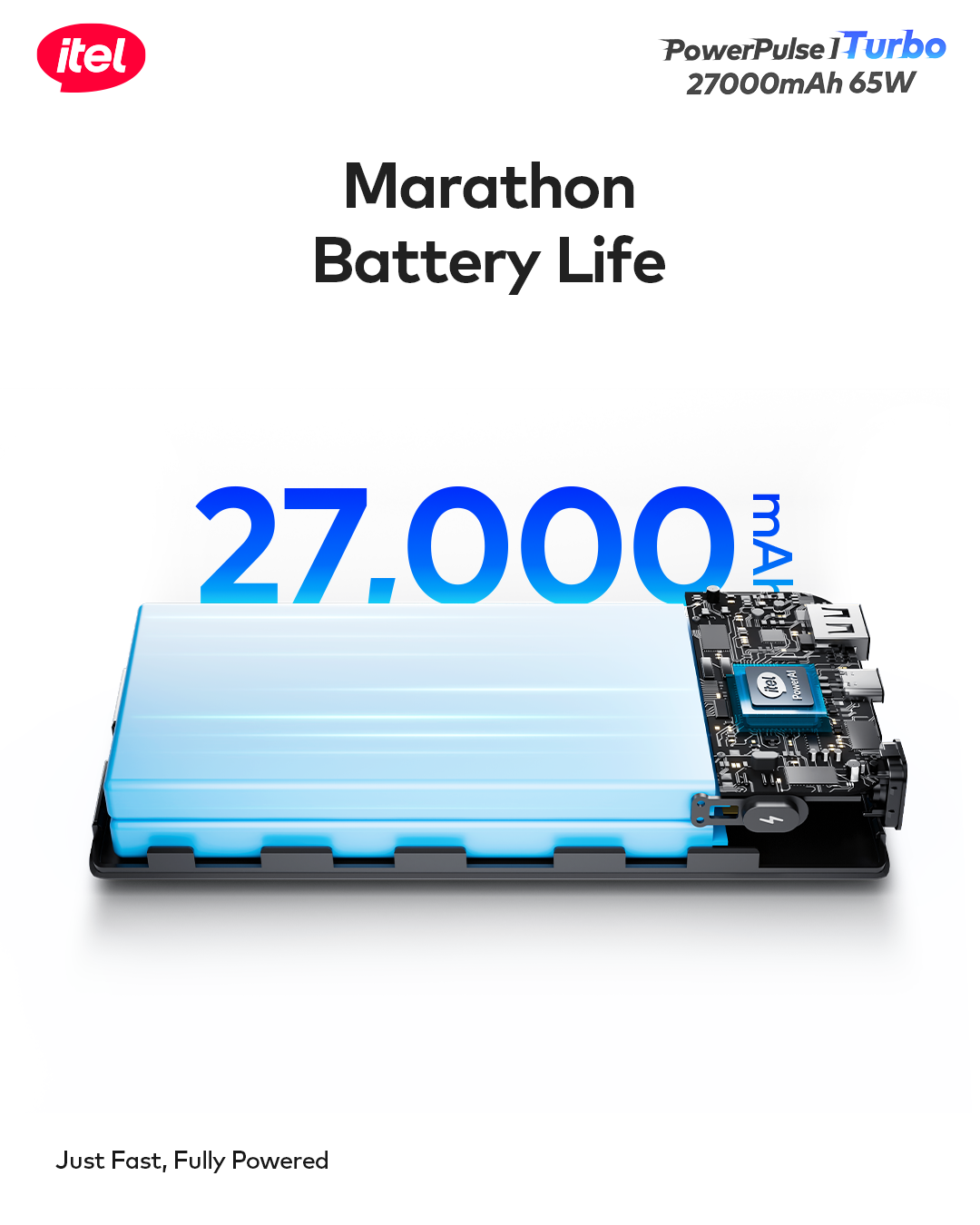 PowerPulse Turbo I A1980 Power-Bank 27000mAh 65W Fast Charging Universal Compatibility Type-C In & Out