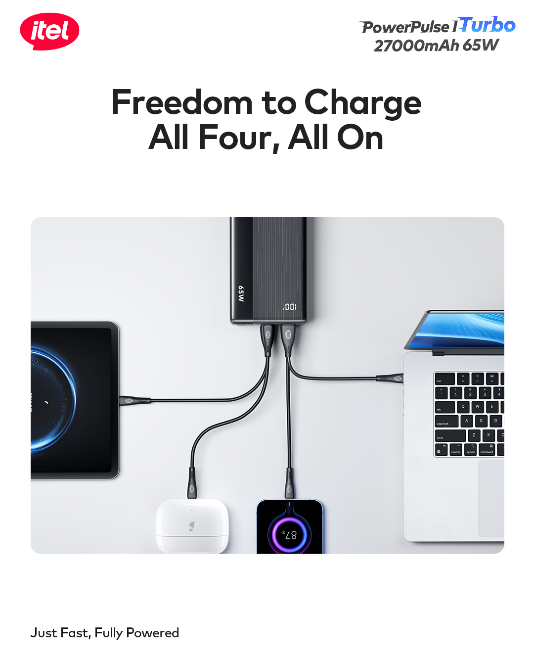 PowerPulse Turbo I A1980 Power-Bank 27000mAh 65W Fast Charging Universal Compatibility Type-C In & Out