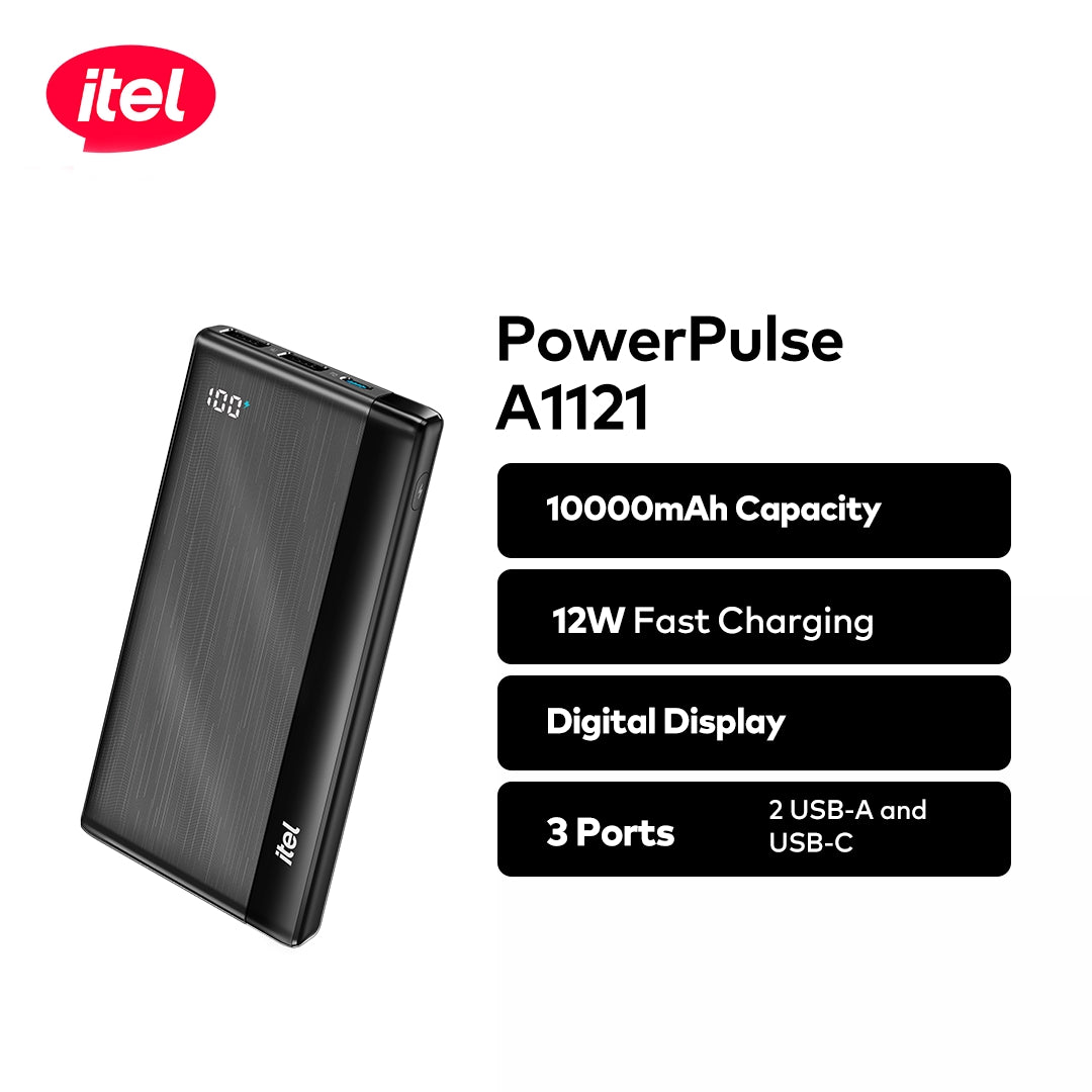 itel PowerPulse A1121 Power-Bank 10000mAh 12W Fast Charging Type-C