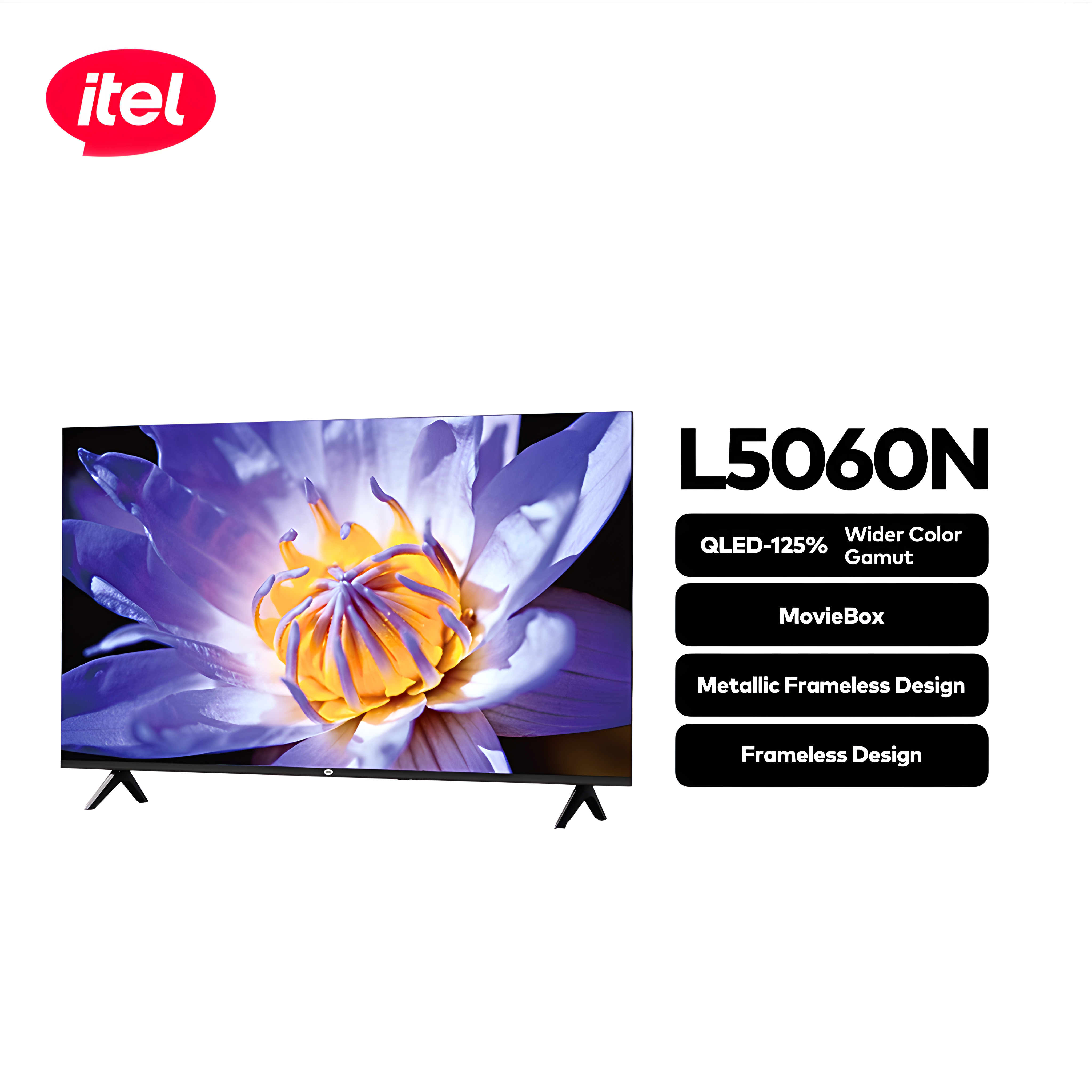 itel 50" QLED 4K Smart TV Pro – Frameless Design | 20W HiFi Sound | DVB-T2/S2
