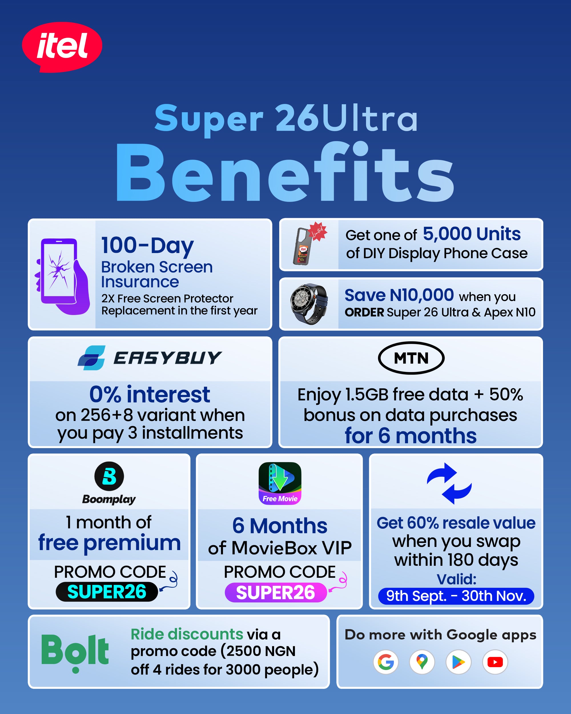 SUPER 26Ultra 6.78" 3D-Curved Amoled,144HZ , 6000mah with 6.8 Slimbody, 6years Fluency, Corning Gorilla Glass 7i S26U.