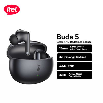 Buds 5 Wireless Earbuds – 32dB ANC, 13mm Deep Bass Driver, 32H Playtime, 4-Mic ENC