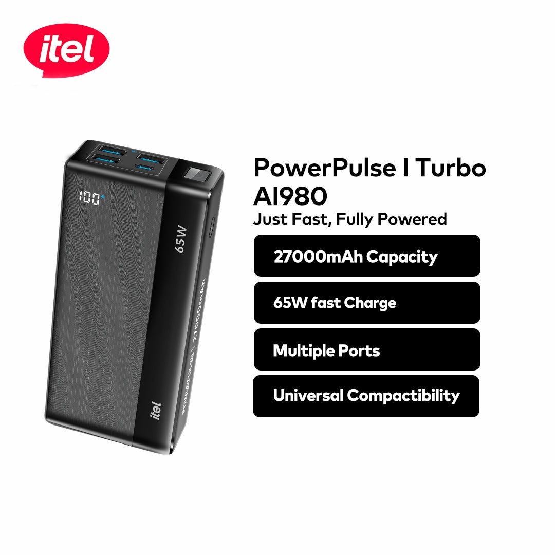 PowerPulse Turbo I A1980 Power-Bank 27000mAh 65W Fast Charging Universal Compatibility Type-C In & Out