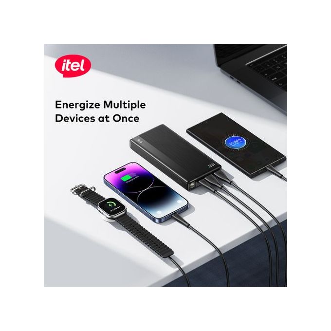 itel PowerPulse A1480 30000mAh Power Bank – 22.5W Fast Charging, 4 Ports High-Capacity Power Bank in Nigeria