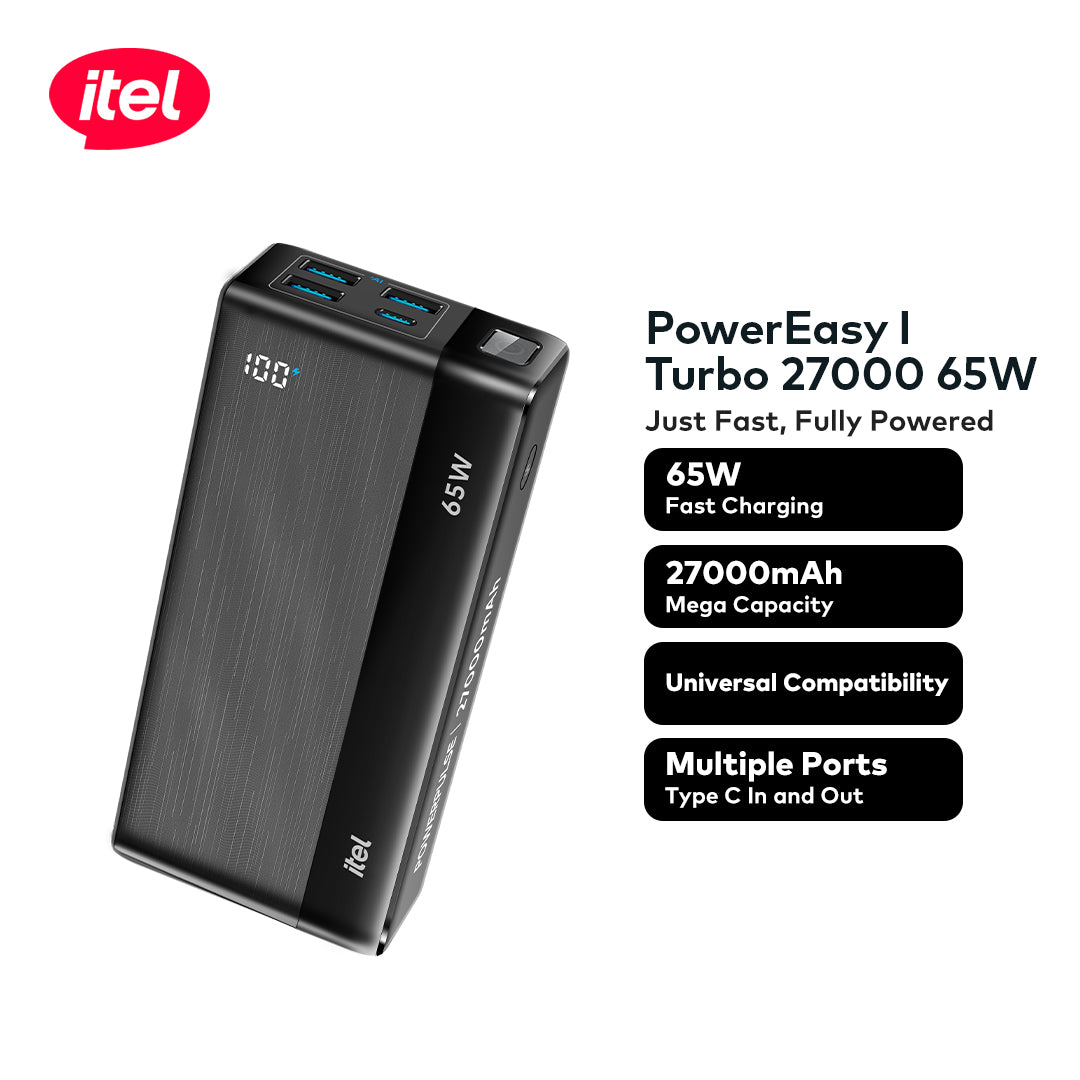 PowerPulse Turbo I A1980 Power-Bank 27000mAh 65W Fast Charging Universal Compatibility Type-C In & Out