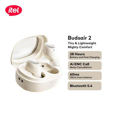 itel TWS BudsAir 2 Earbuds ENC Travel Partner 7hrs Playtime