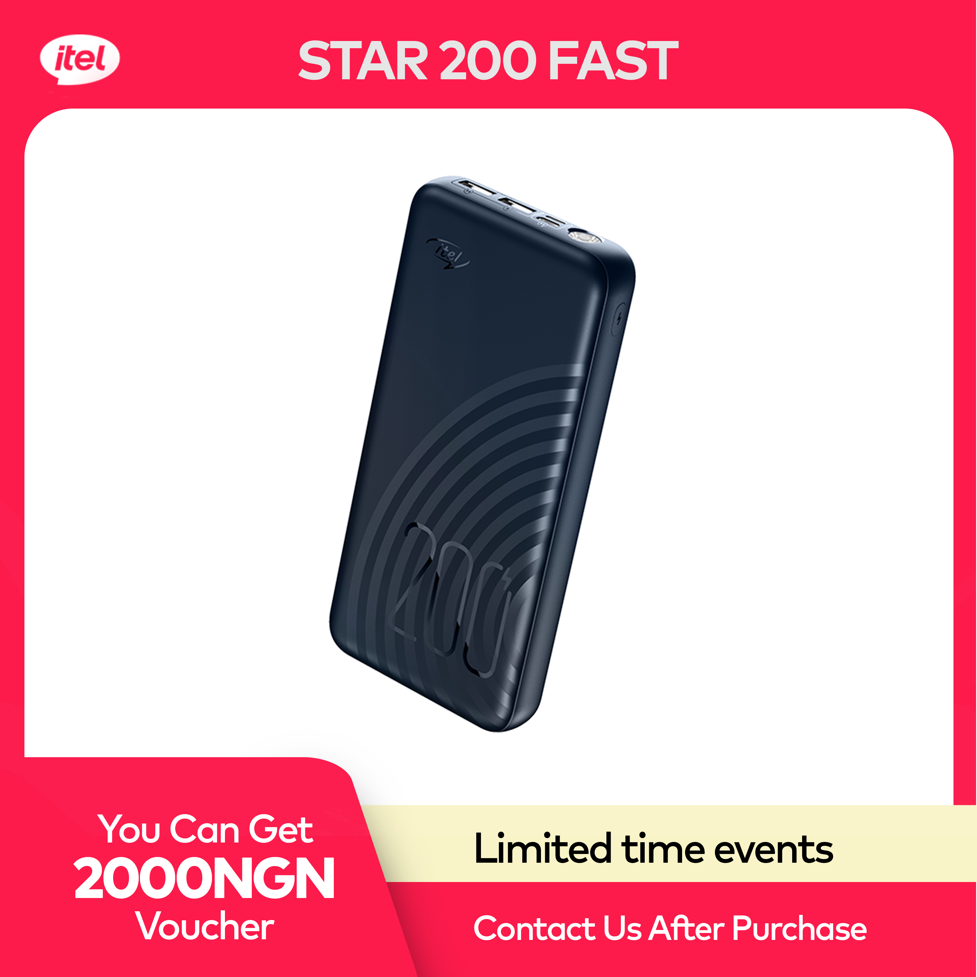 STAR 200 Fast Power Bank  | 20000mAh【2000NGN Voucher: Contact Us After Purchase】