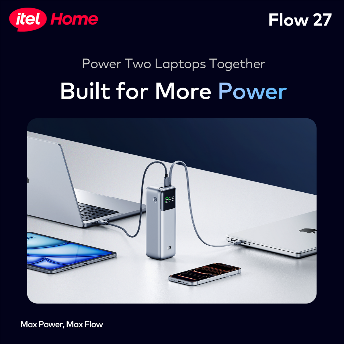 itel FLOW 27 27000mAh 240W Fast Charging Power Bank for Laptops & Phones