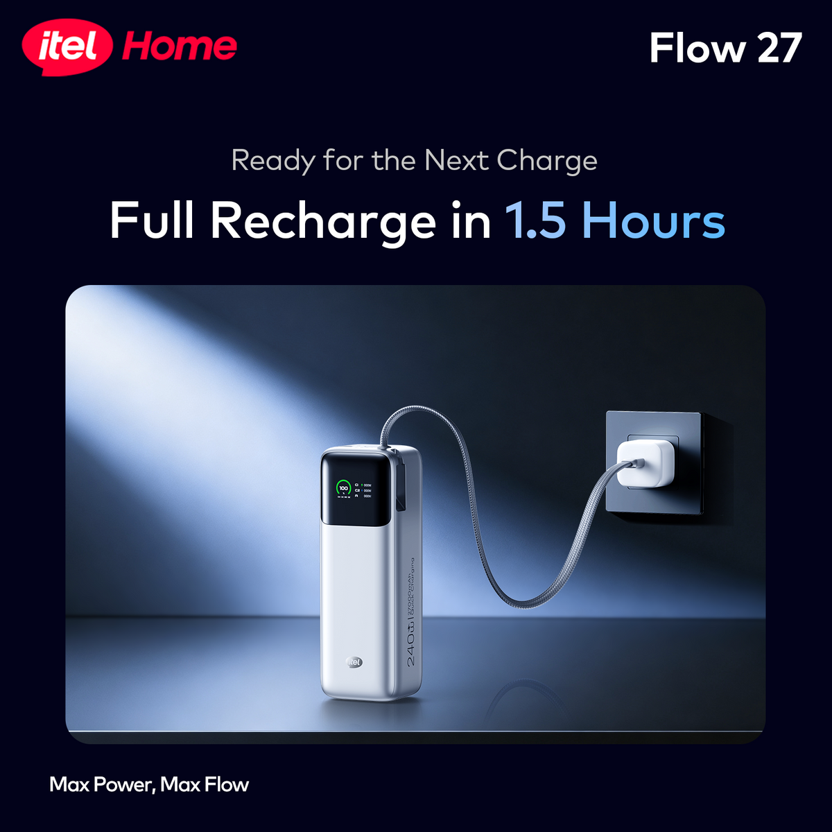 itel FLOW 27 27000mAh 240W Fast Charging Power Bank for Laptops & Phones