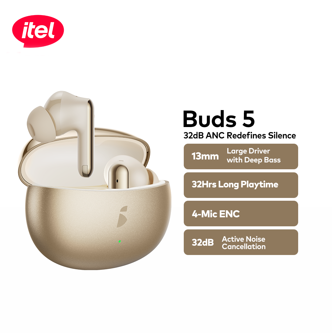 Buds 5 Wireless Earbuds – 32dB ANC, 13mm Deep Bass Driver, 32H Playtime, 4-Mic ENC