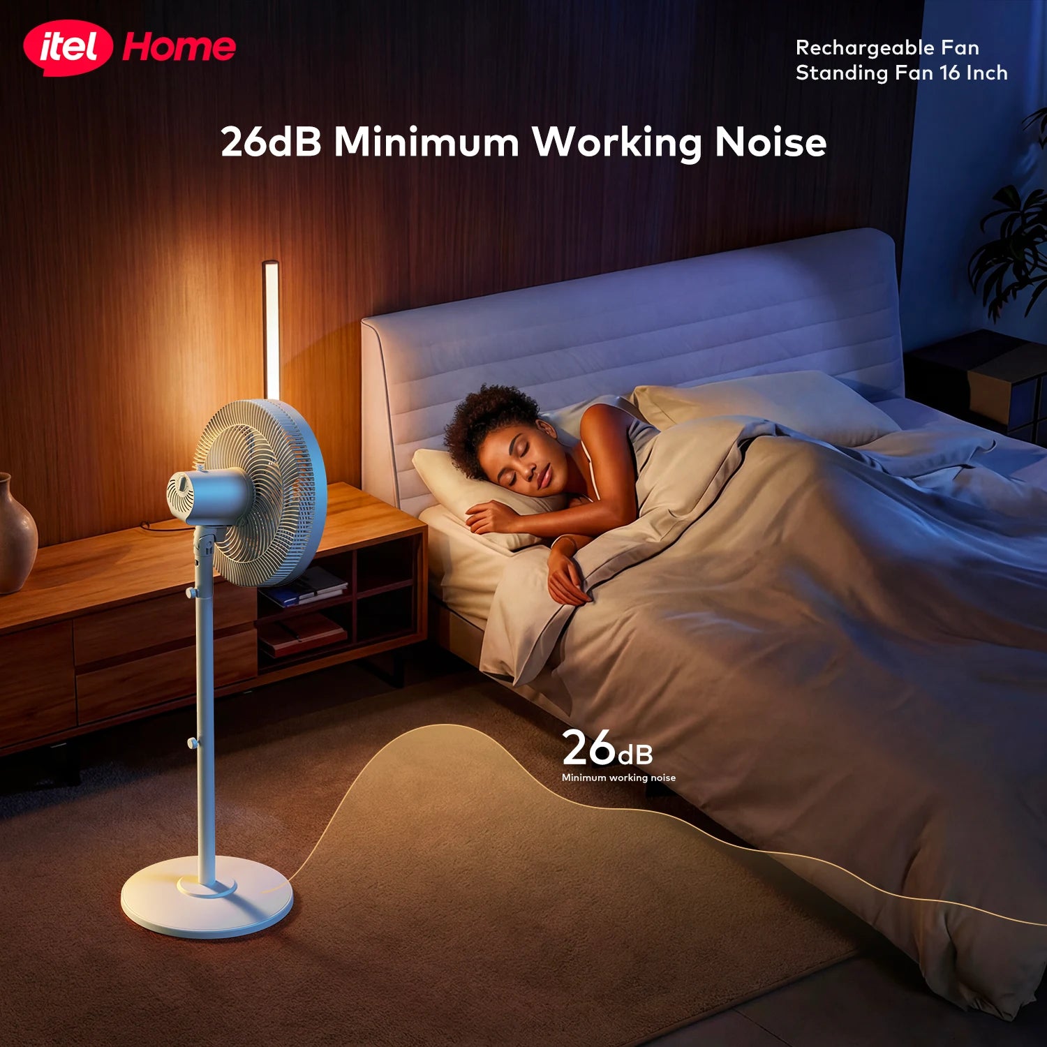 itel 16 Inch Solar Rechargeable Standing Fan-IF-SC16ST | Power Your August