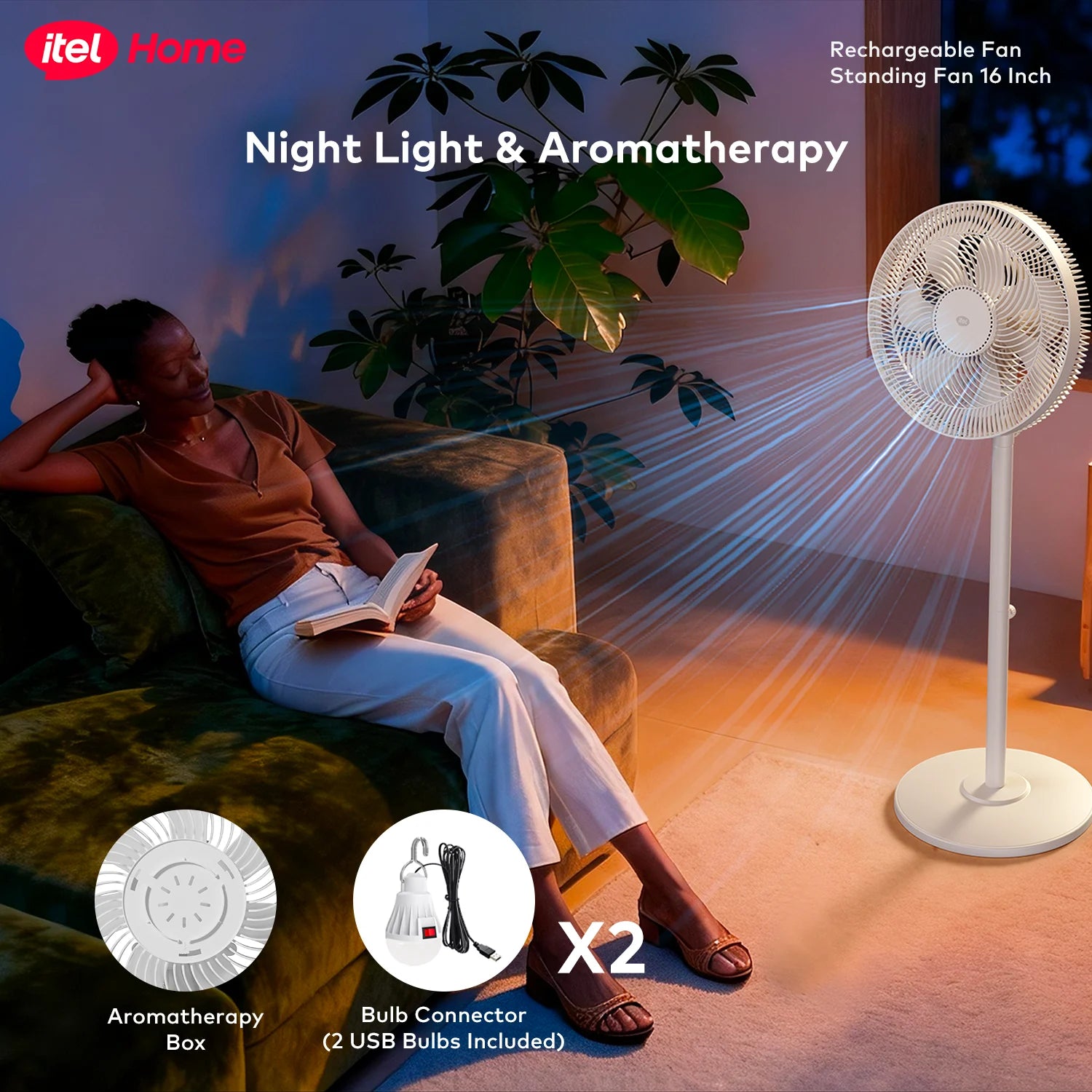 itel 16 Inch Solar Rechargeable Standing Fan-IF-SC16ST | Power Your August