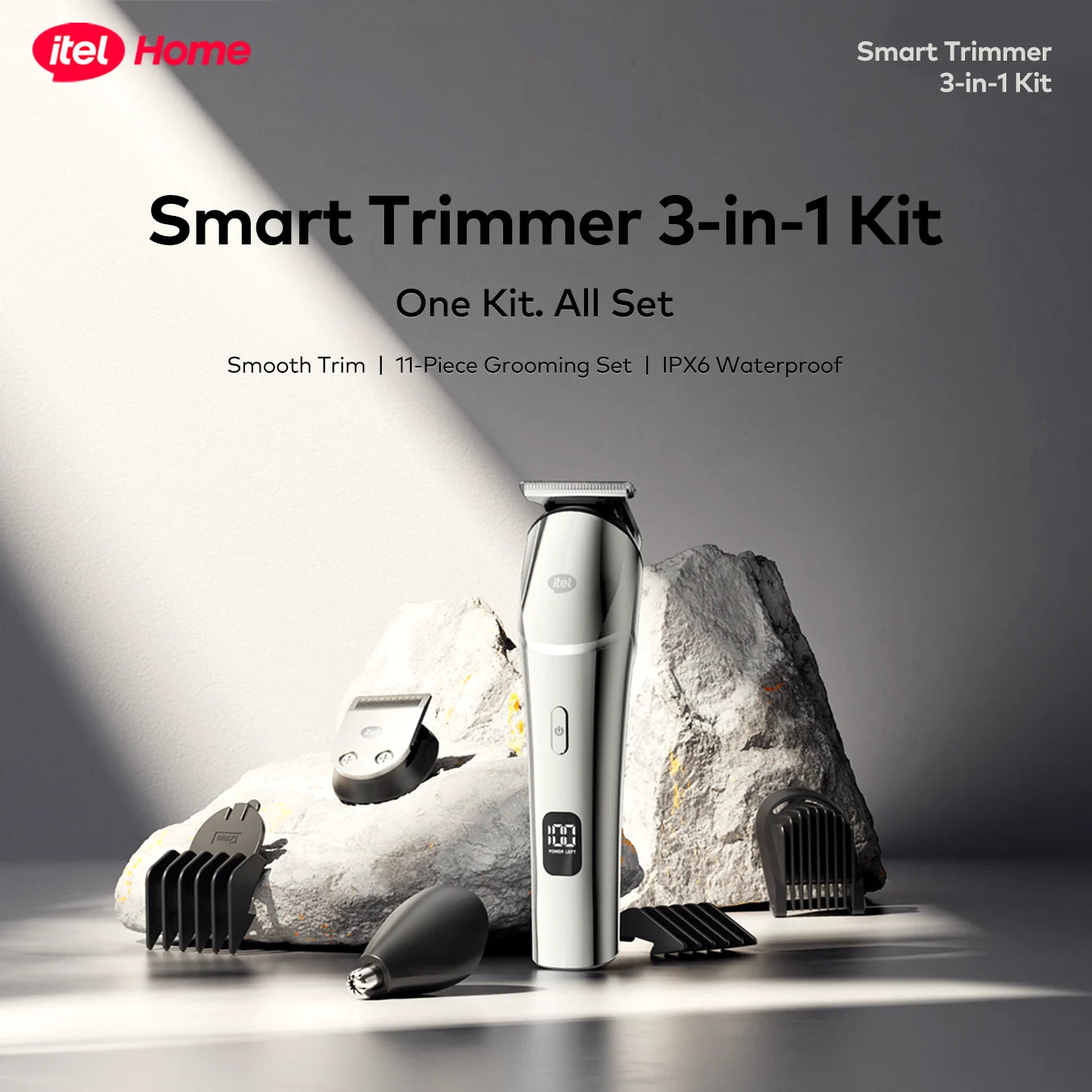 itel Smart Trimmer Kit (ITR-37) | 11-in-1 Rechargeable Hair, Beard & Nose Trimmer