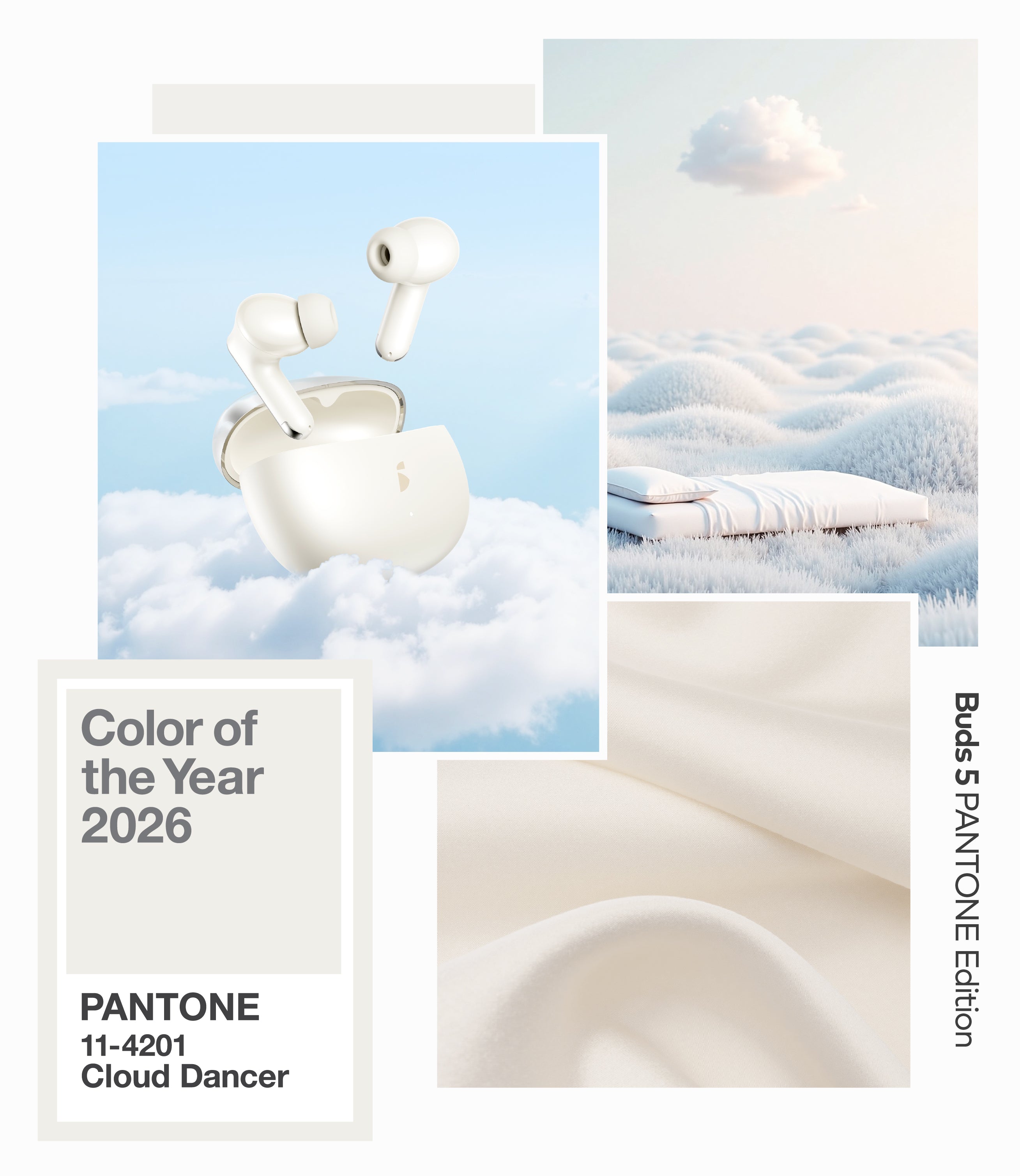Buds 5 Pantone Edition Cloud Dancer 32Hrs Playtime 4Mic ENC - Limited Edition